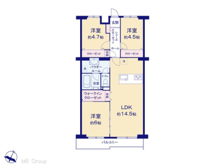 間取り図（販１マンション）　図面と異なる場合は現況を優先