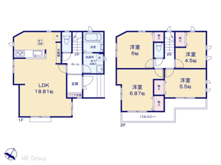 間取り図（販１戸建）　図面と異なる場合は現況を優先