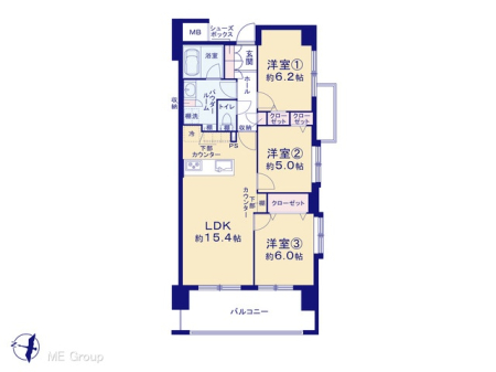 間取り図（販１マンション）　図面と異なる場合は現況を優先