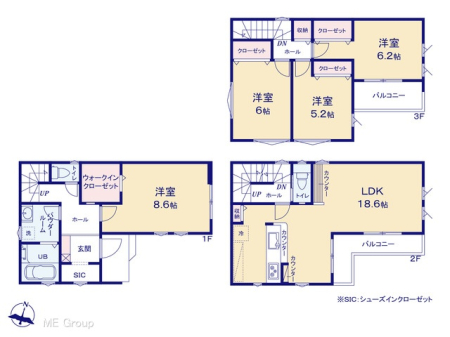 間取り図（販１戸建）　図面と異なる場合は現況を優先